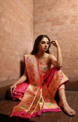 Pink Paithani Patterned Banarasi Silk