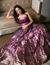 Purple Banarasi Silk Lehenga Set