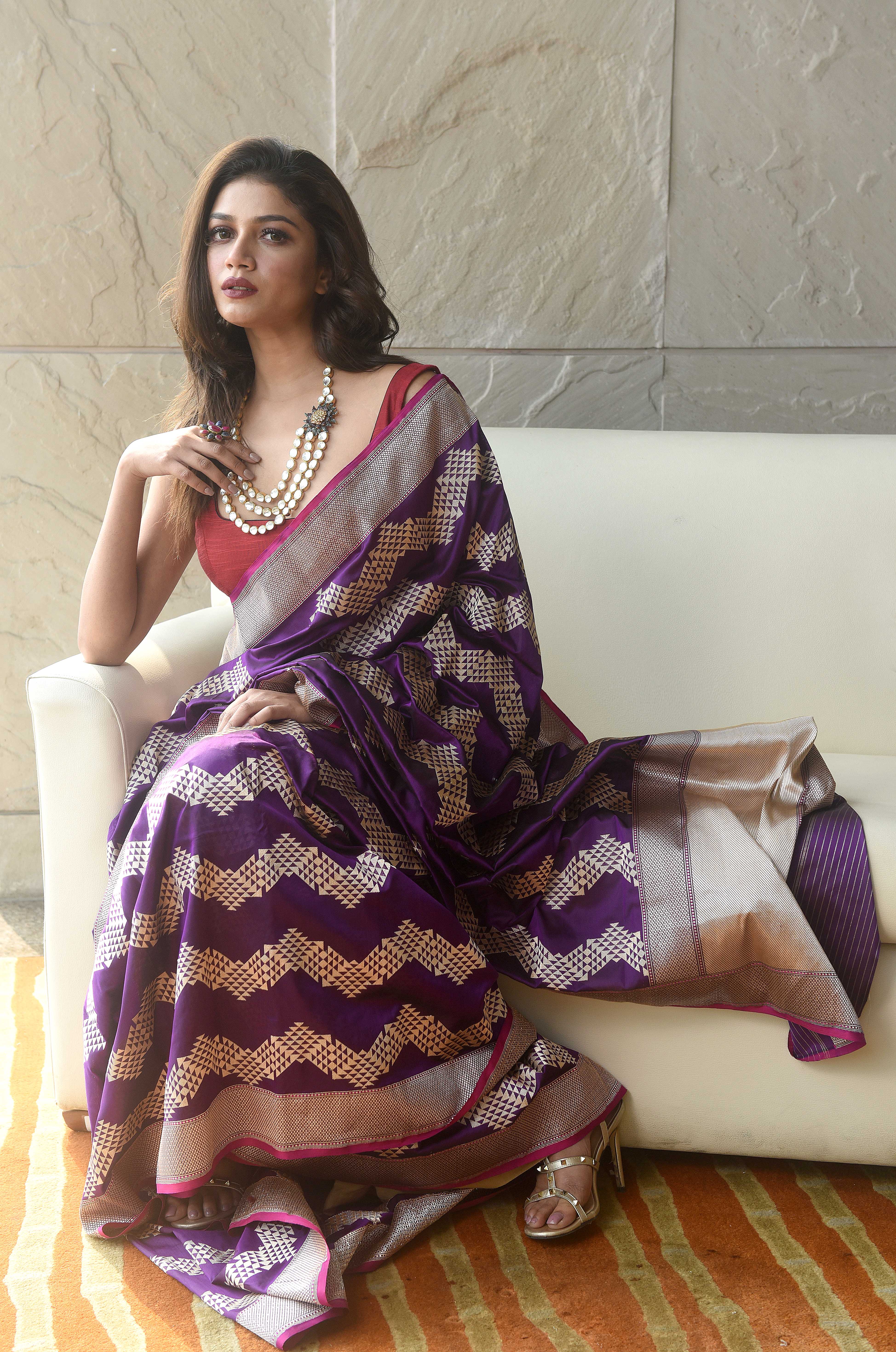 Purple Kadwa Banarasi Silk Saree
