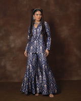 Blue Banarsi Silk Jacket and Garara Set