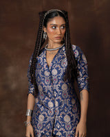 Blue Banarsi Silk Jacket and Garara Set