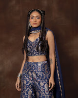 Blue Banarsi Silk Top and Garara Set
