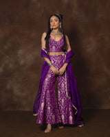 Purple Banarsi Silk Top and Garara Set