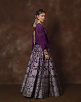 Royal Purple Banarsi Silk Lehenga with Silk Shirt
