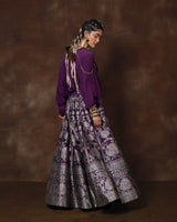 Royal Purple Banarsi Silk Lehenga with Silk Shirt