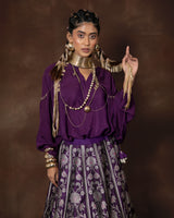 Royal Purple Banarsi Silk Lehenga with Silk Shirt