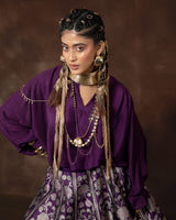 Royal Purple Banarsi Silk Lehenga with Silk Shirt