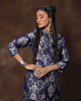 Midnight Blue Banarasi Silk Kurta Set