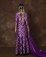 Purple Banarasi Silk Kurta Garara Set