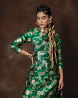 Green Jaal Banarasi Silk Kurta Set