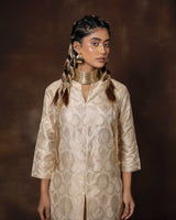 Ivory & Gold Brocade Silk Kurta Set