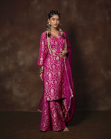 Mehak Bakshi in Magenta Banarasi Silk Kurta Garara Set