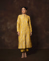 Yellow Floral Jaal Silk Kurta Set