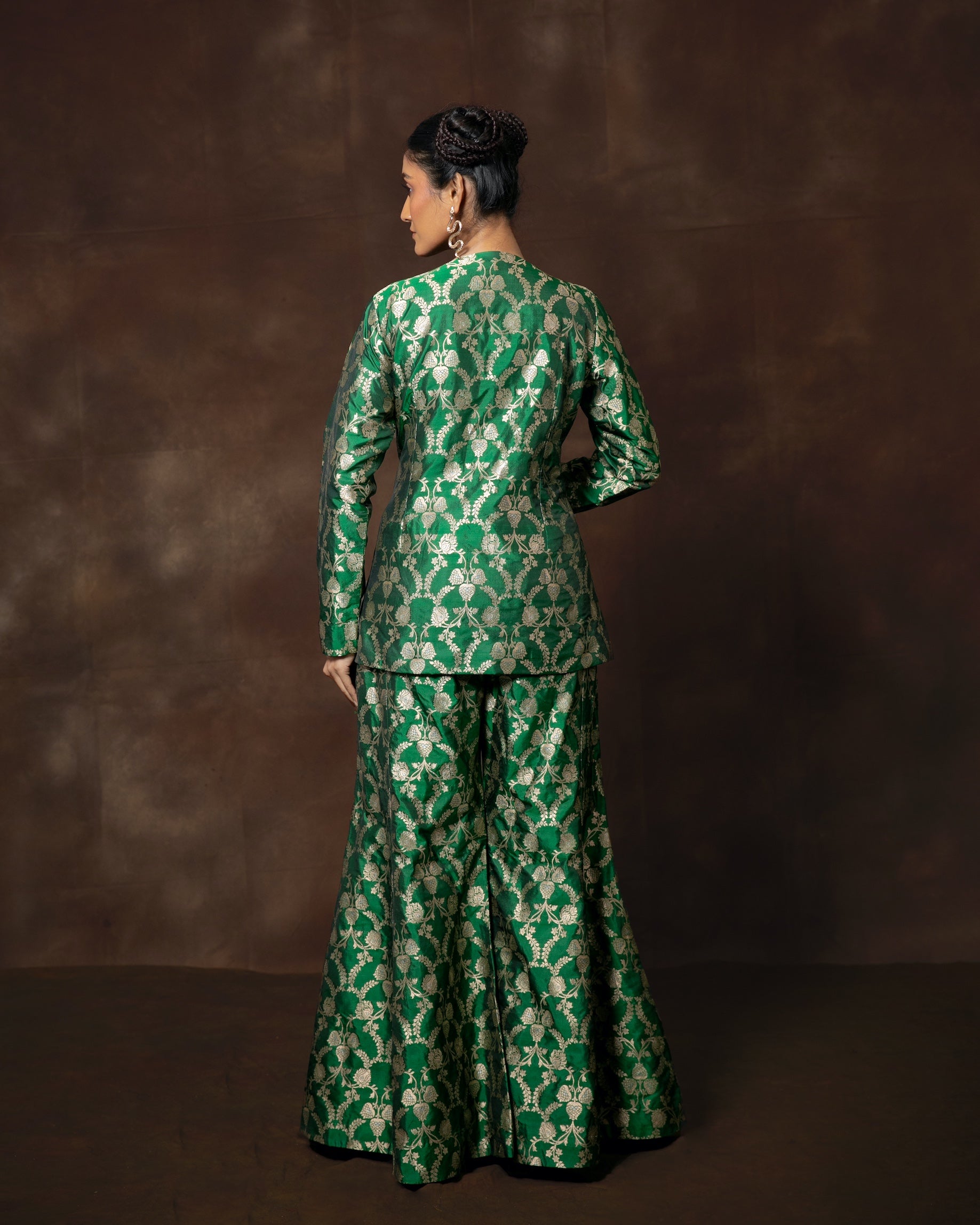 Green Gharara & Jacket Set