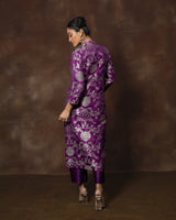 Purple Banarasi Silk Kurta Set