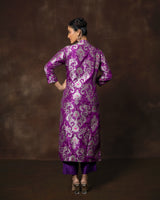 Purple Banarasi Silk Kurta Set