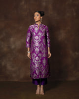 Purple Banarasi Silk Kurta Set