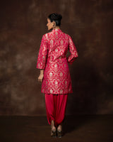 Pink Meenakari Silk Kurta with Satin Dhoti Set