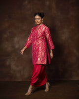 Pink Meenakari Silk Kurta with Satin Dhoti Set