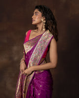 Purple Paithani Pattern Banarasi Silk Saree with Running Blouse
