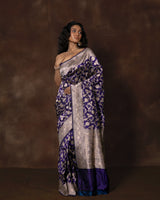 Purple Banarasi Silk Saree with Running Blouse