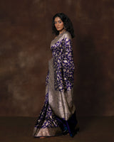 Purple Banarasi Silk Saree with Running Blouse