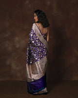 Purple Banarasi Silk Saree with Running Blouse