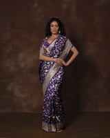 Purple Banarasi Silk Saree with Running Blouse