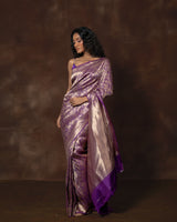 Purple Morbagh Brocade Silk Saree with Running Blouse