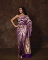 Purple Morbagh Brocade Silk Saree with Running Blouse