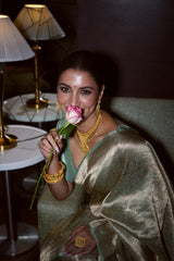 Rukmini Maitra in Sage Green Brocade Banarasi Silk Saree