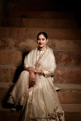 Pratibha Singh in Ivory Banarasi Summer Silk Sharara Set