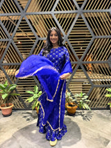 Paoli Dam in Royal Blue Summer Silk Kurta Garara Set