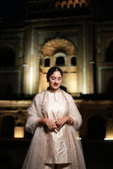 Pratibha Singh in Ivory Banarasi Summer Silk Sharara Set